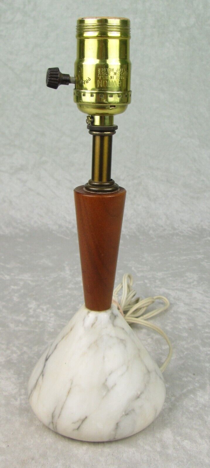 Italian Marble Walnut Lamp Mid Century Modern Small Vintage Italy 10-3/8 inch