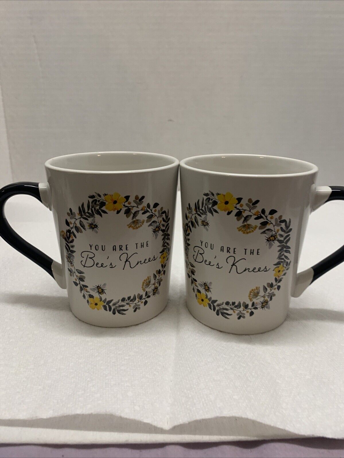 Royal Norfolk Bee Ceramic Coffee Mugs Set Of 2 You Are The Bee’s Knees Cups