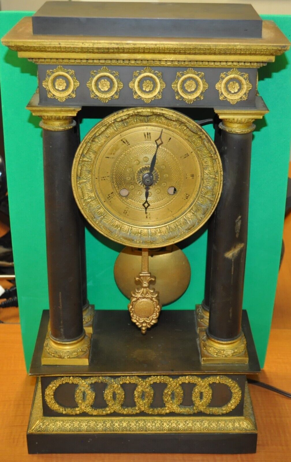 Vintage French Napoleon Style Brass Clock