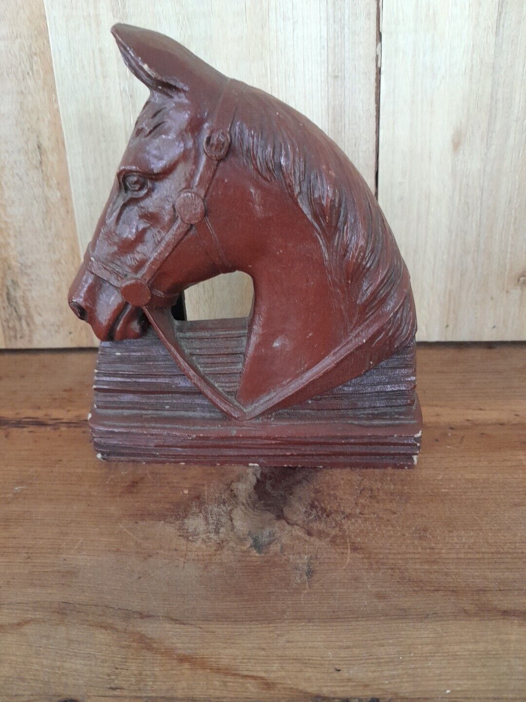 Vintage Repwood Syroco Horse Head Book End Only One