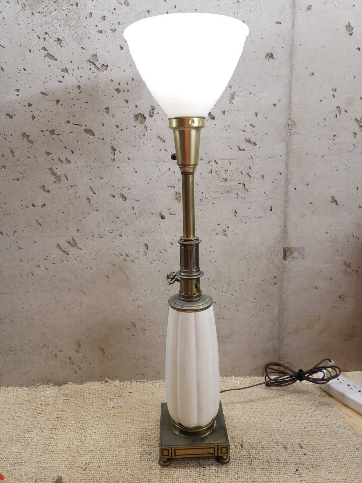 Stiffel Torchiere Table Lamp Hollywood Regency with Lenox Porcelain Vase Body