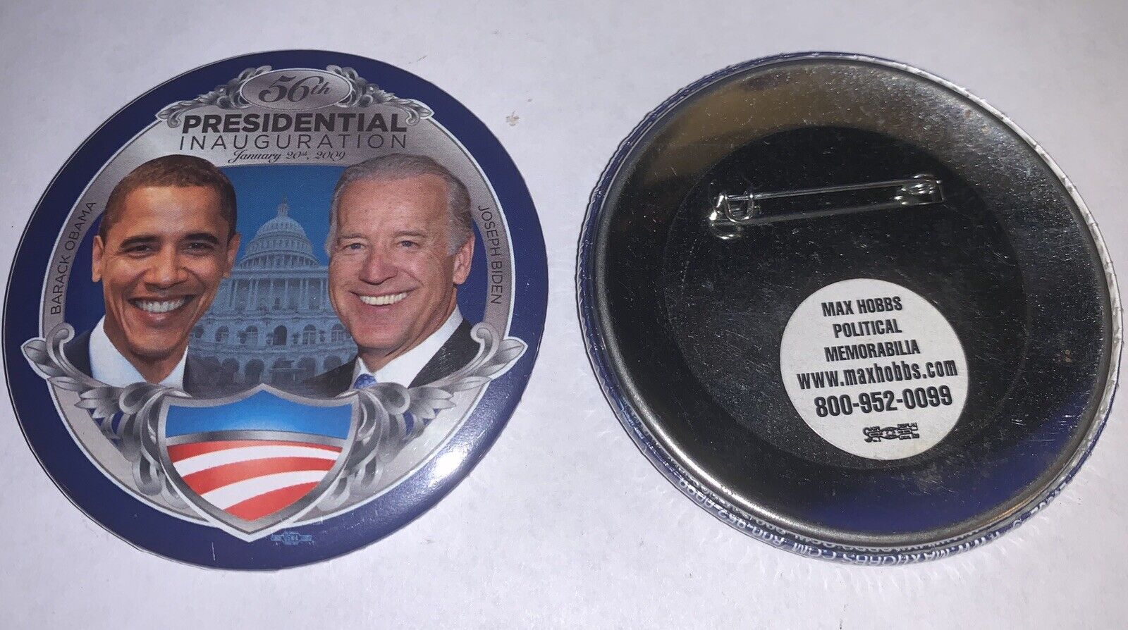 OFFICIAL 56 INAGURATION DAY JAN 20, 2009 Obama and Biden Inauguration Button 3\