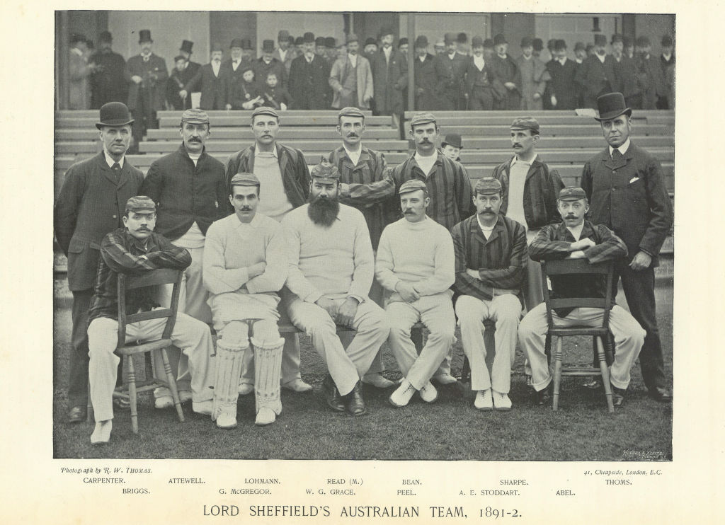 Lord Sheffield\'s Australian Team 1891-2 Sharpe Thoms Briggs W.G. Grace Abel 1895