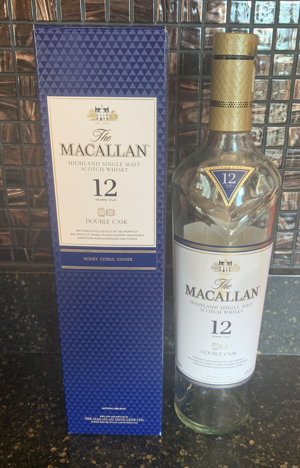 The Macallan 12 Year Old Double Cask Empty Liquor Scotch Whisky Bottle 750 ml