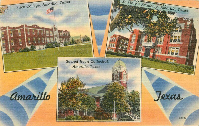Amarillo Texas Multi College St Academy Cathedral Postcard Colorpicture 6426