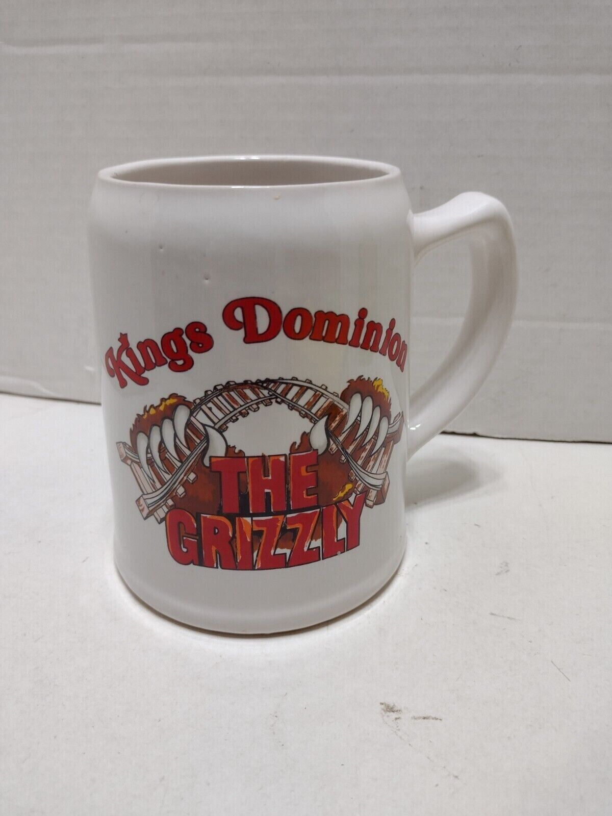 RARE Vintage Kings Dominion THE GRIZZLY Wooden Roller Coaster Mug Cup