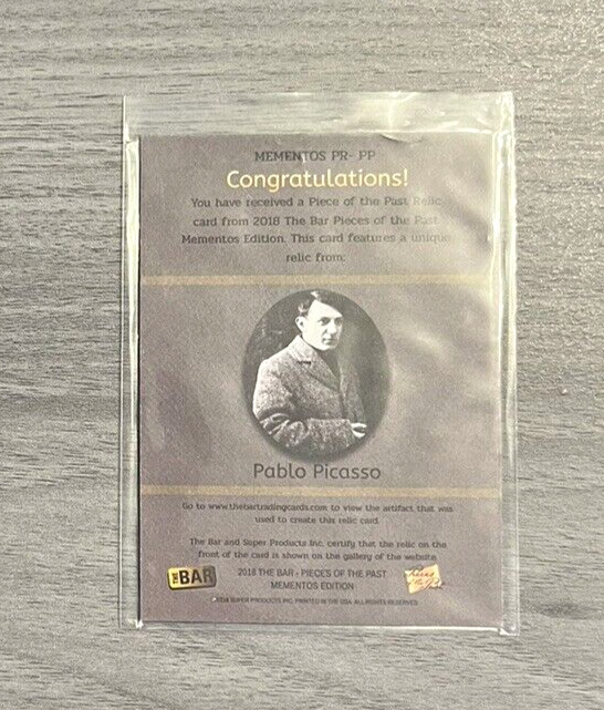 2018 Pieces of the Past PABLO PICASSO AUTHENTIC RELIC