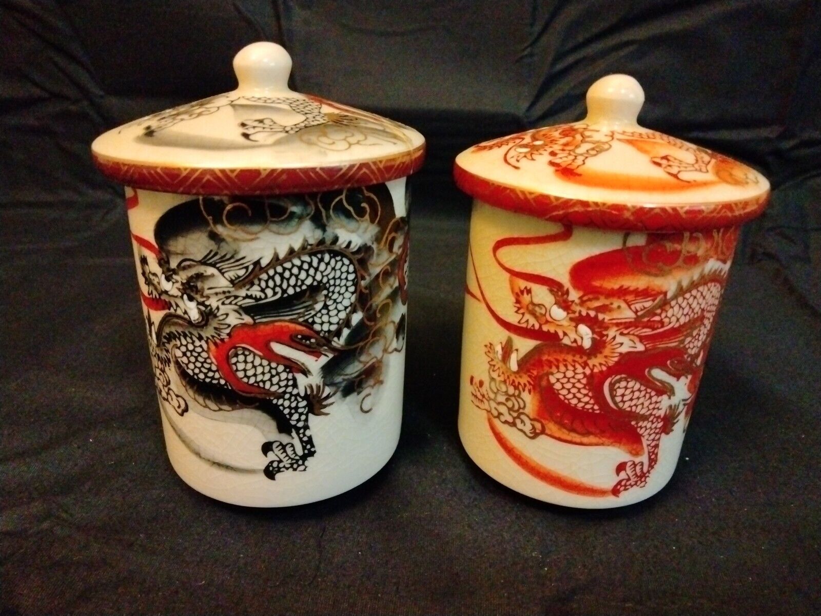 Vintage Retro Kutani Ware Couples Teacups