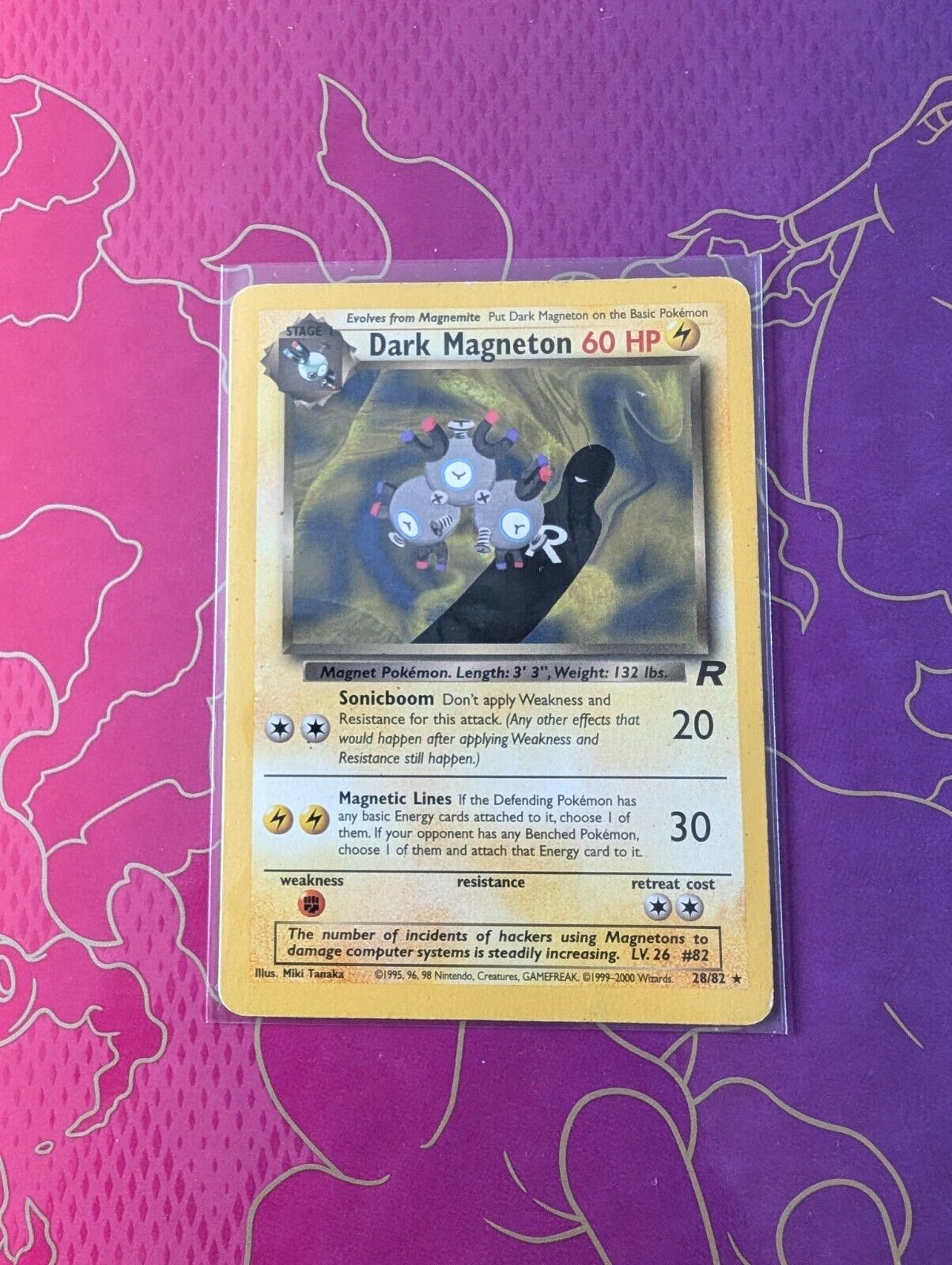 Dark Magneton- 28/82 - WotC - Team Rocket - Rare - Vintage - Pokémon Card 