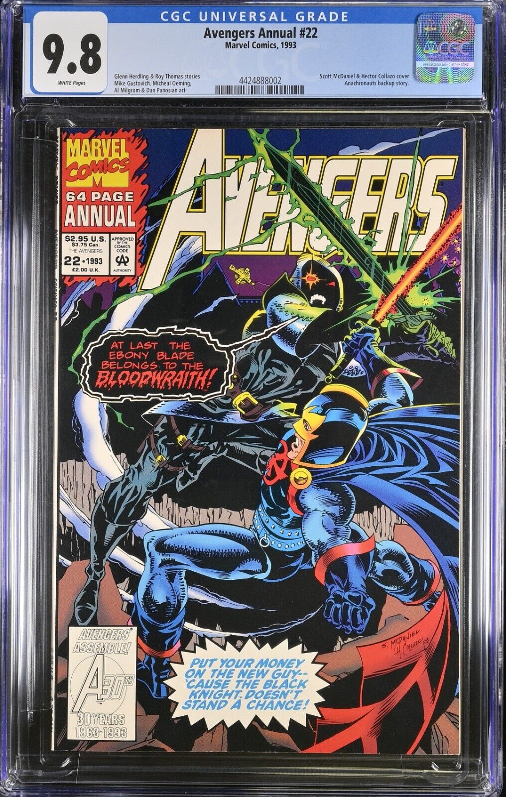 Avengers Annual #22 CGC 9.8 1st appearance Bloodwraith Black Knight 1993 Marvel