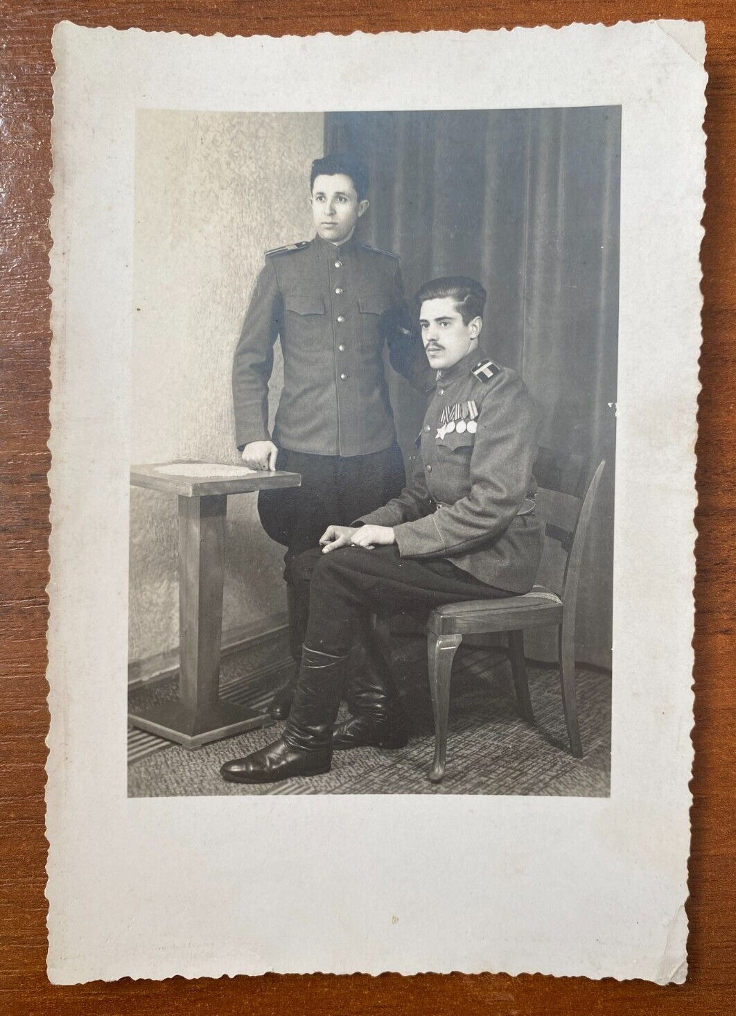 Beautiful guys with medals, Soviet soldiers, gentle guys, Vintage photo