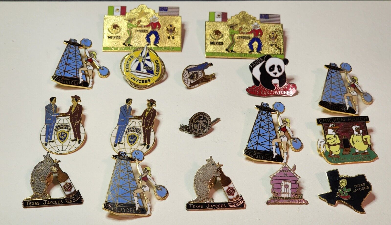 Lot Of 17 Jaycee Texas State Related Pins  Vintage Original Rare 1980s
