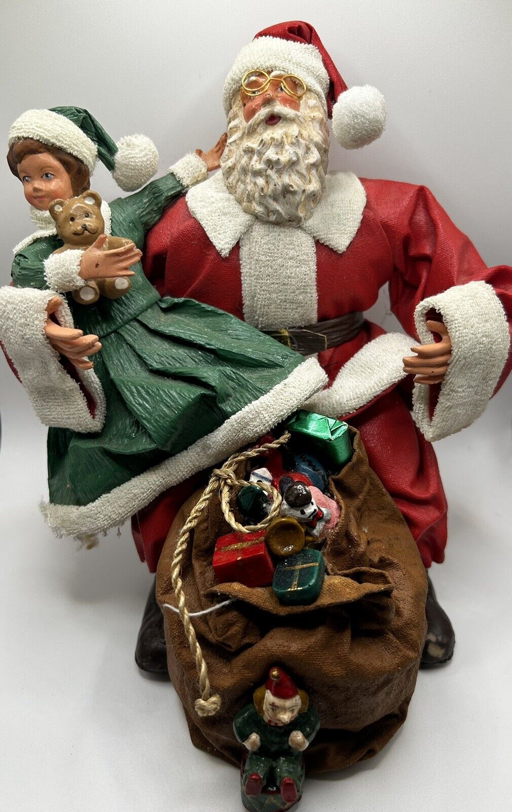 Vintage Silvestri Santa Claus Figurine Toy Bag Little Girl Child Figure 10\