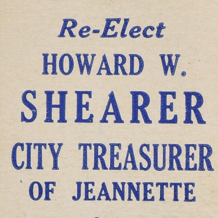 1953 Howard W Shearer Jeannette City Treasurer Westmoreland County Pennsylvania