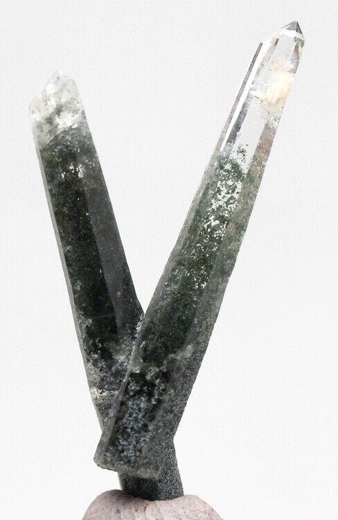 GREEN CHLORITE INCLUDED QUARTZ Crystal Cluster Mineral Specimen BRAZIL