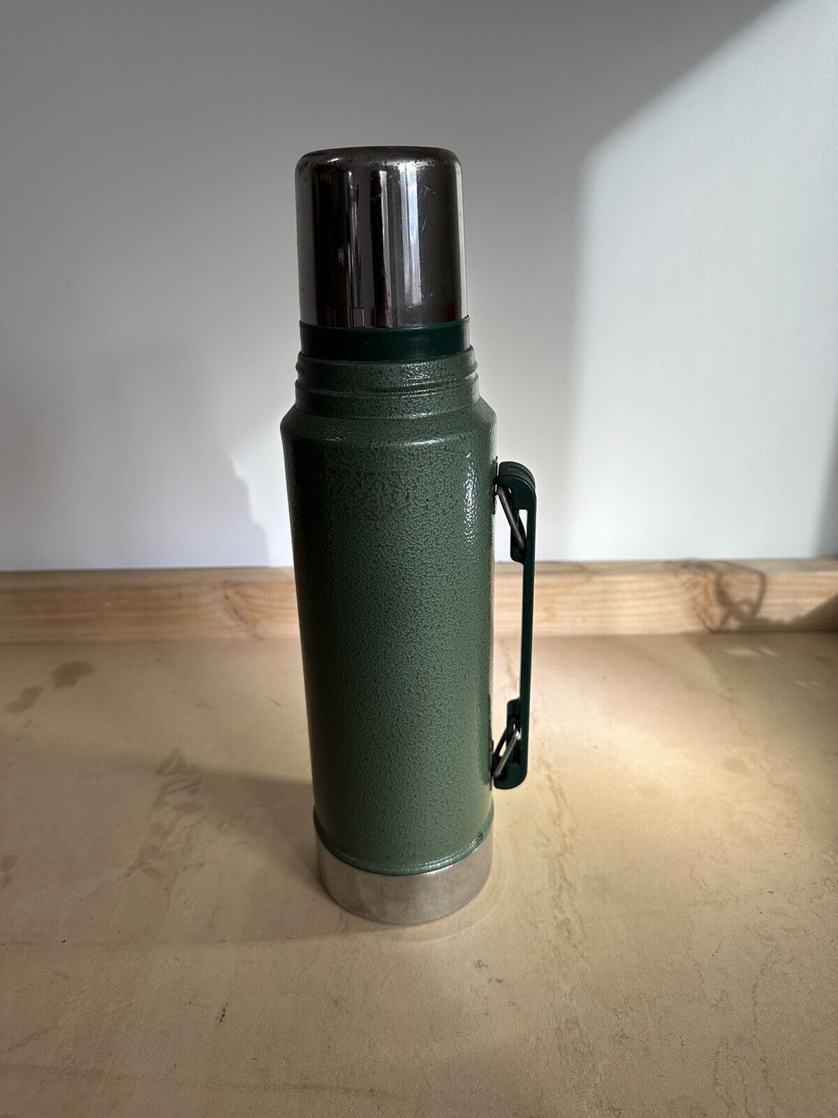 Vintage Stanley Aladdin Classic Green Steel Thermos with Handle 1 Quart A944DH 