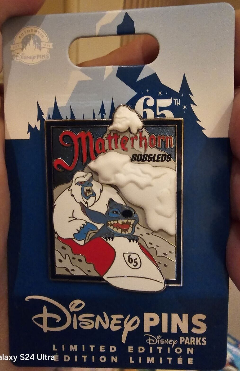 Disney Stitch Matterhorn Bobsleds 65th Anniversary Pin