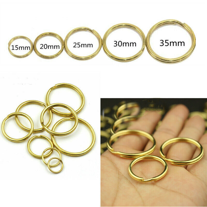5-50pcs 15~35mm Solid Brass Split Key Ring Loop Metal Keychain Round Wire Ring