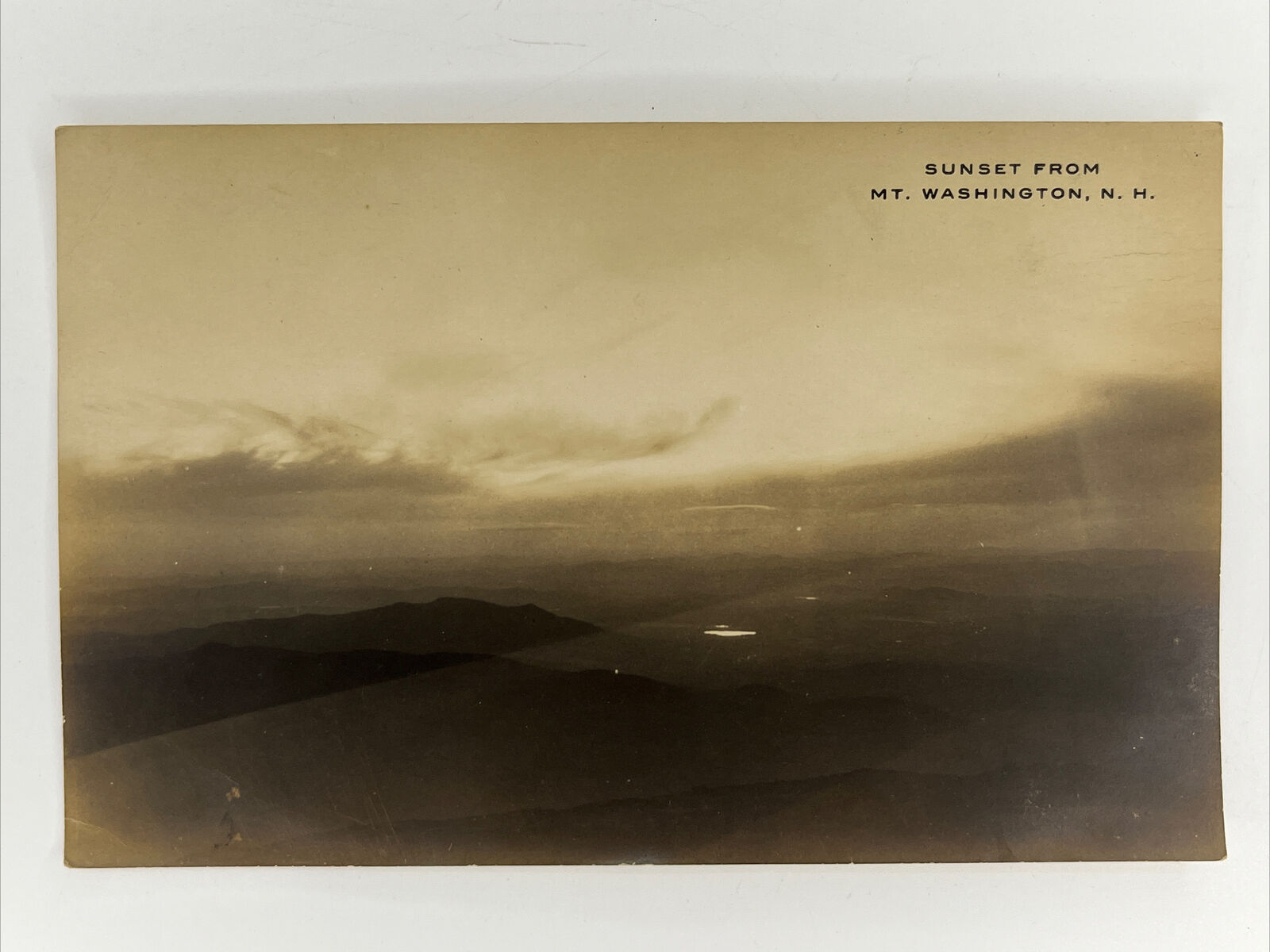 Postcard Sunset From Mt Washington New Hampshire NH Birds Eye View Real Photo 