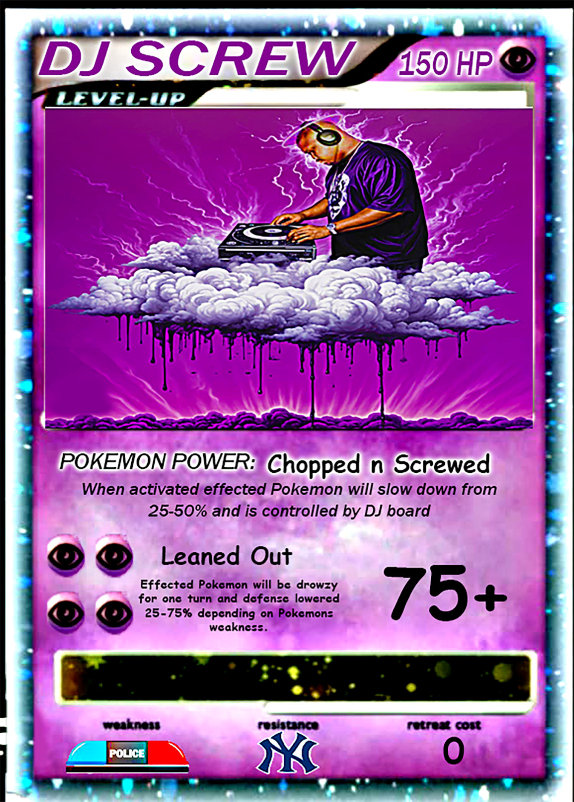 RARE Dj Screw Pokémon Card Wall Art 20x24 4k resolution By Screw Vibez Creations
