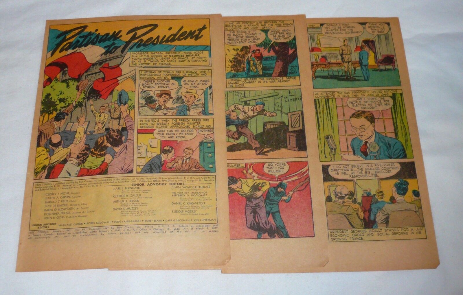 1947 five page cartoon story ~ GEORGES BIDAULT