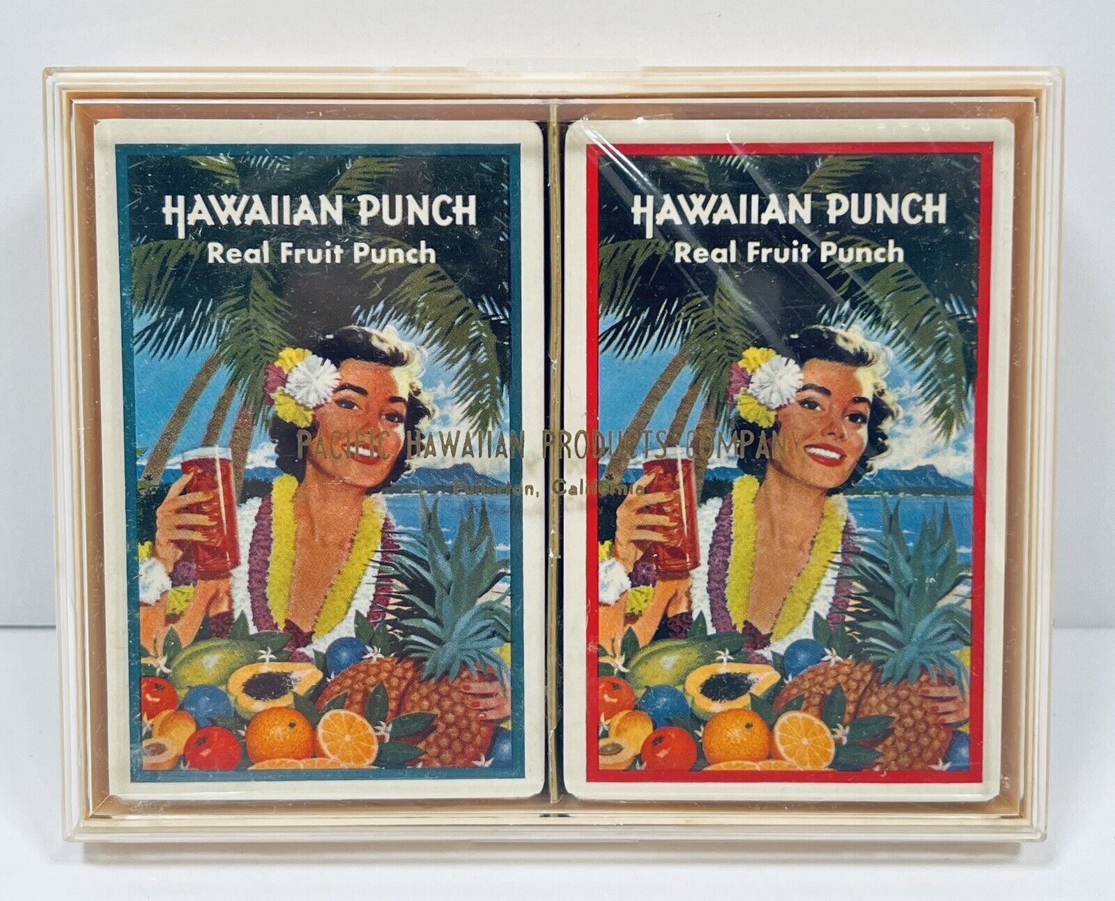 🔥 1960’s Vintage Hawaiian Punch Playing Card Cards Set 2 Decks With Case