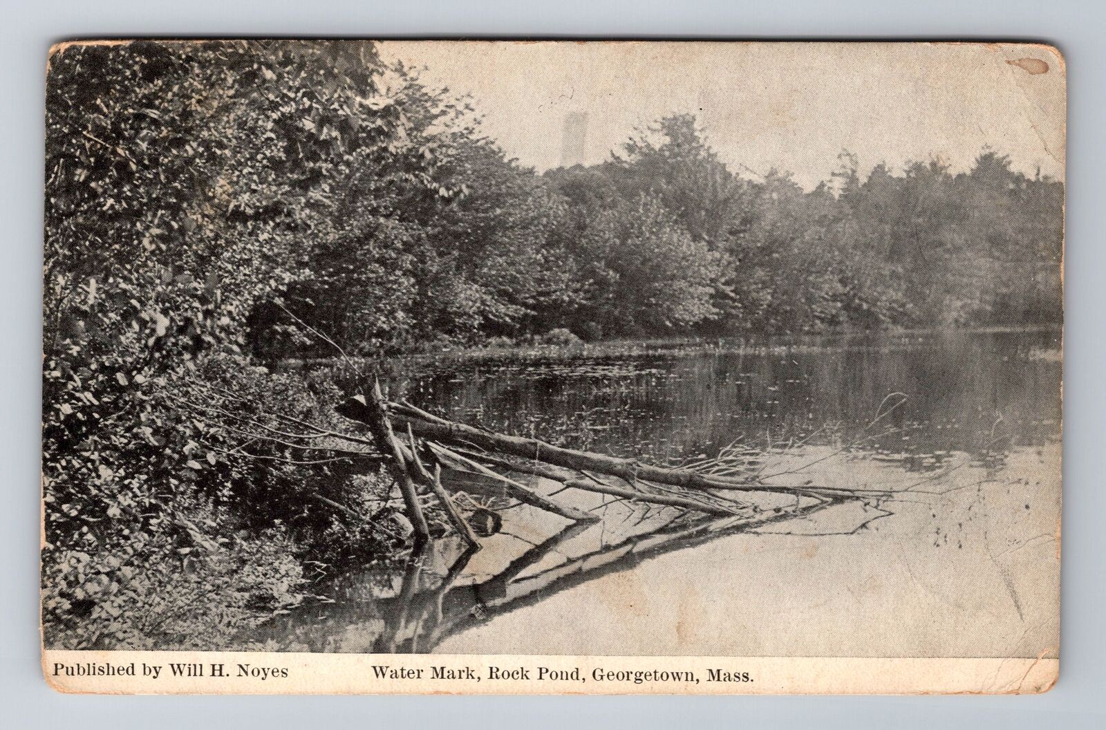 Georgetown MA-Massachusetts, Water Mark Rock Pond c1908 Antique Vintage Postcard