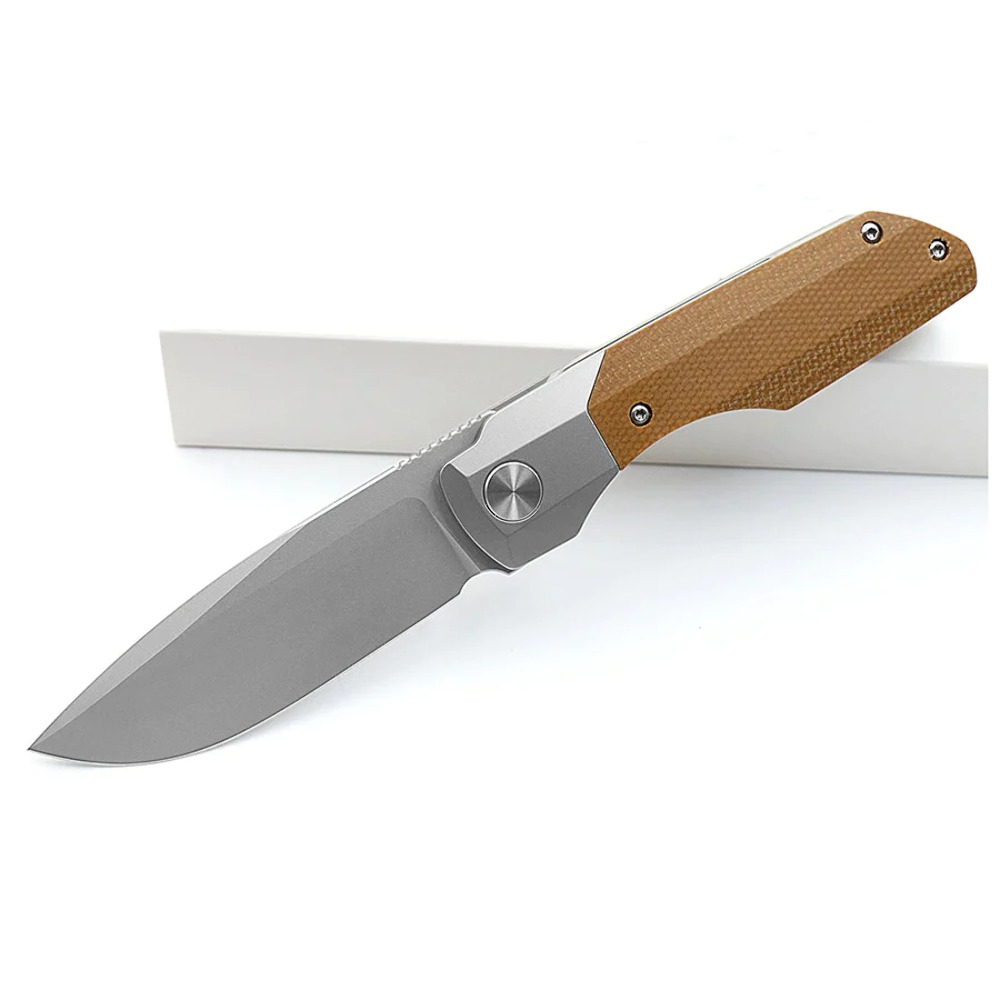 Smke Knives Synapse Flipper M390 Blade Micarta + Titanium Handle Pocket Folding