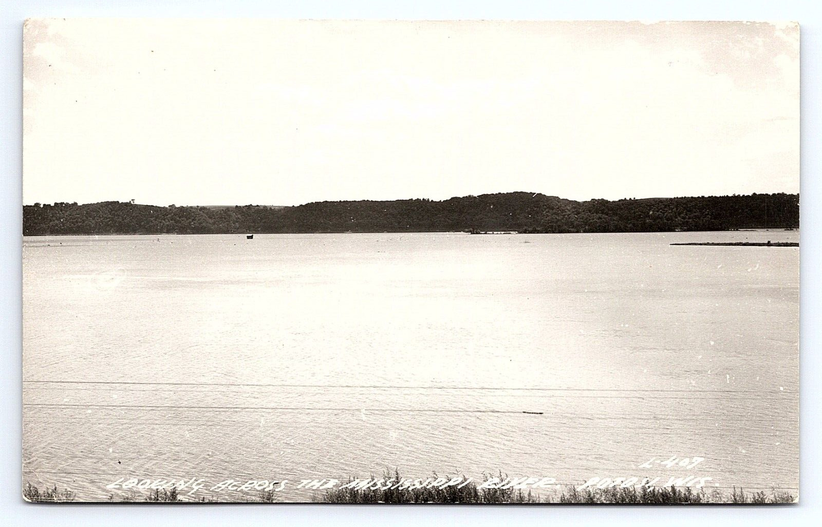 Postcard Real Photo RPPC View Across Mississippi River Near Potosi WI Wisconsin