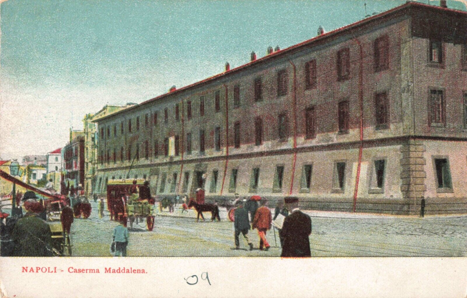 Naples Italy, Maddalena Barracks, Street View, Vintage Postcard