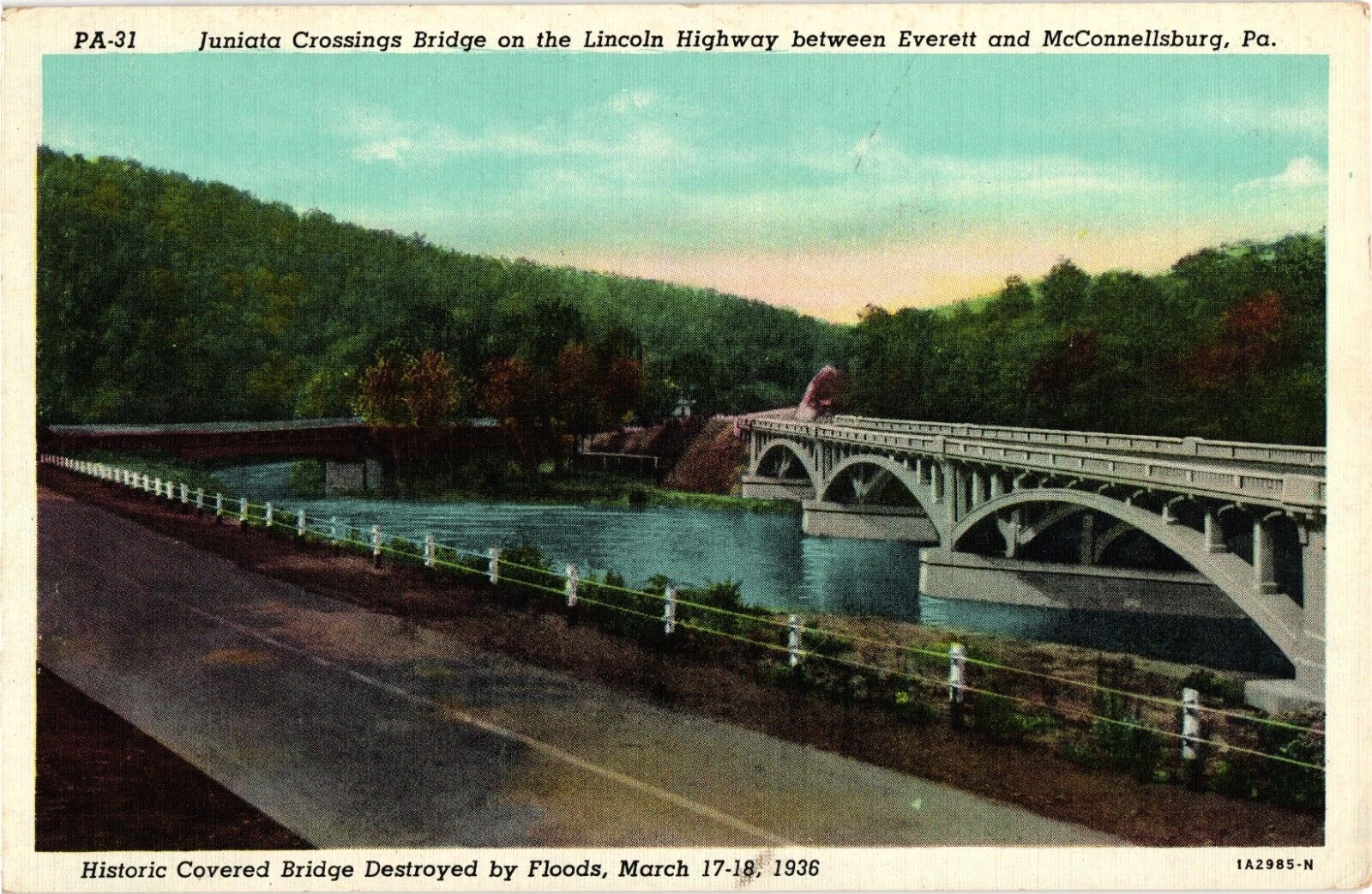 PENNSYLVANIA Juniata Crossings Bridge Everett & McConnellsburg PA VTG Postcard
