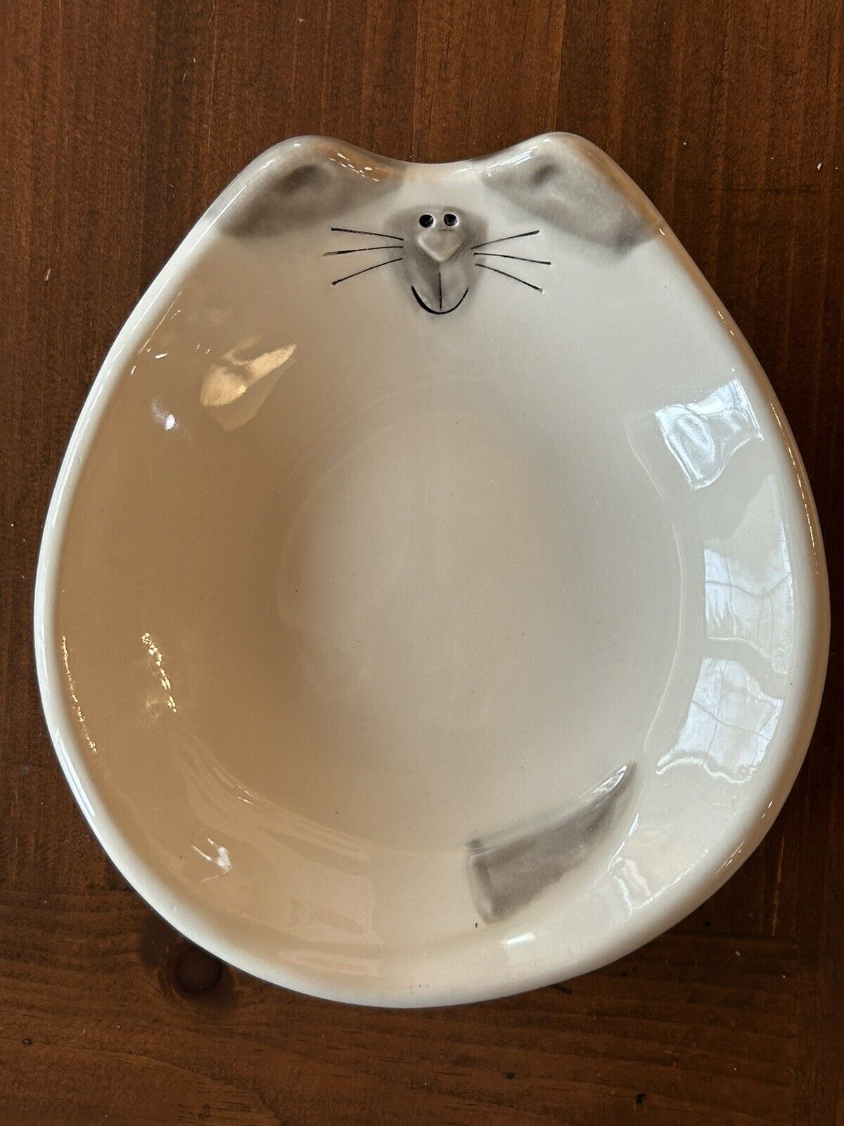 August Ceramics Siamese Cat Dish Spoon Rest Trinket Dish USA Cat Kitty Lovers 7”