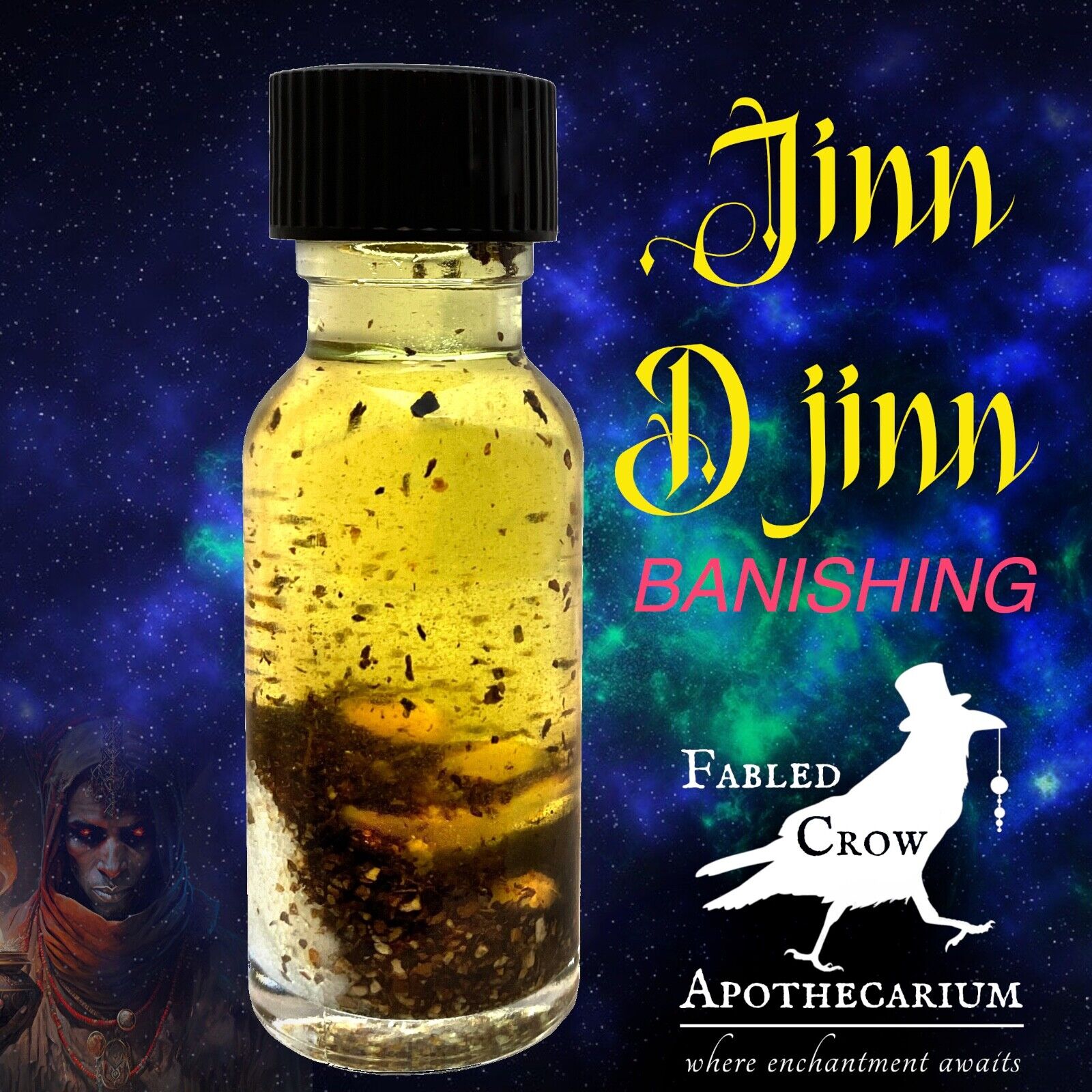 JINN ANOINTING OIL Djinn Genie Banishing Protection Smiting Exorcism FABLED CROW