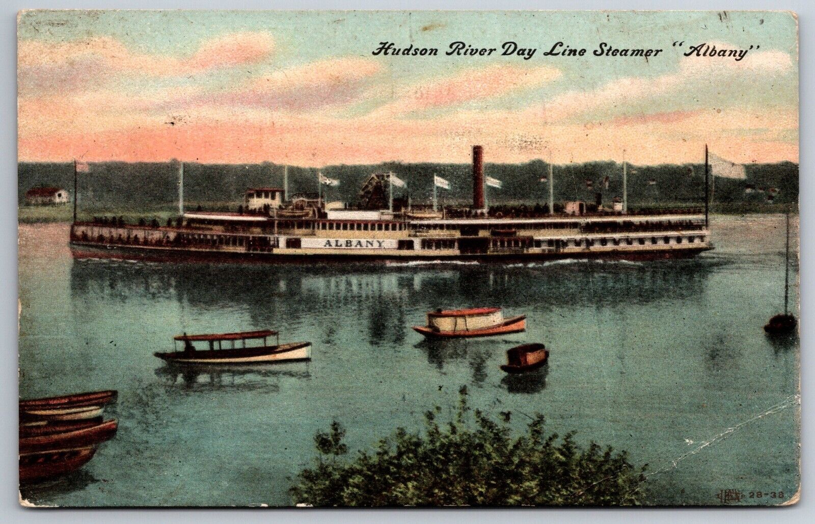 C1907 Ferry Steamer Albany Hudson River Day Line Albany NY Postcard
