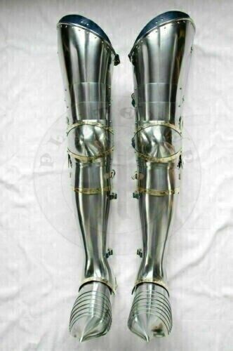 Medieval Steel Full Set Leg Armor Knight Greaves With Shoes Cosplay gift item.