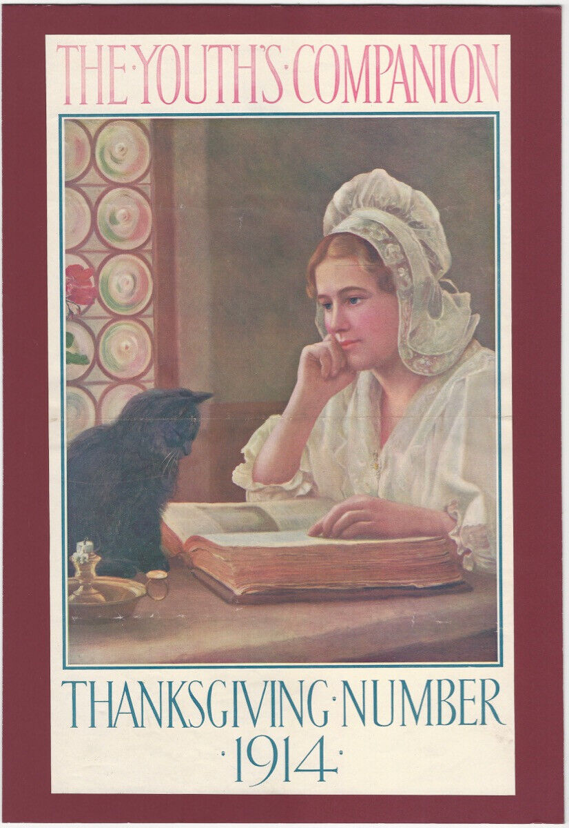 The Youth’s Companion Thanksgiving Holiday Issue 1914 Cover with Car & Woman