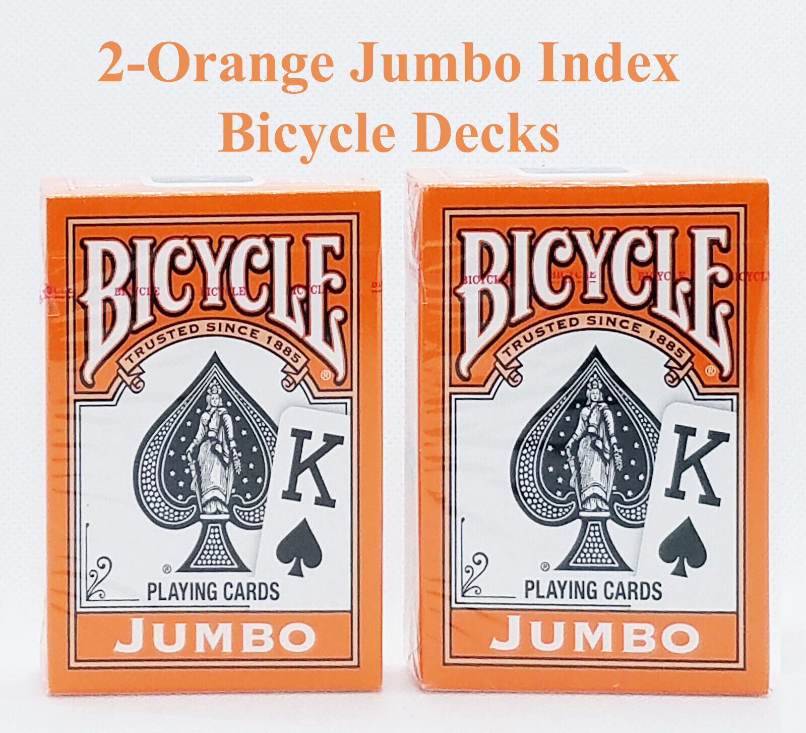 SALE OVERSTOCK 2-Orange Bicycle Jumbo Index Deck Playing Cards