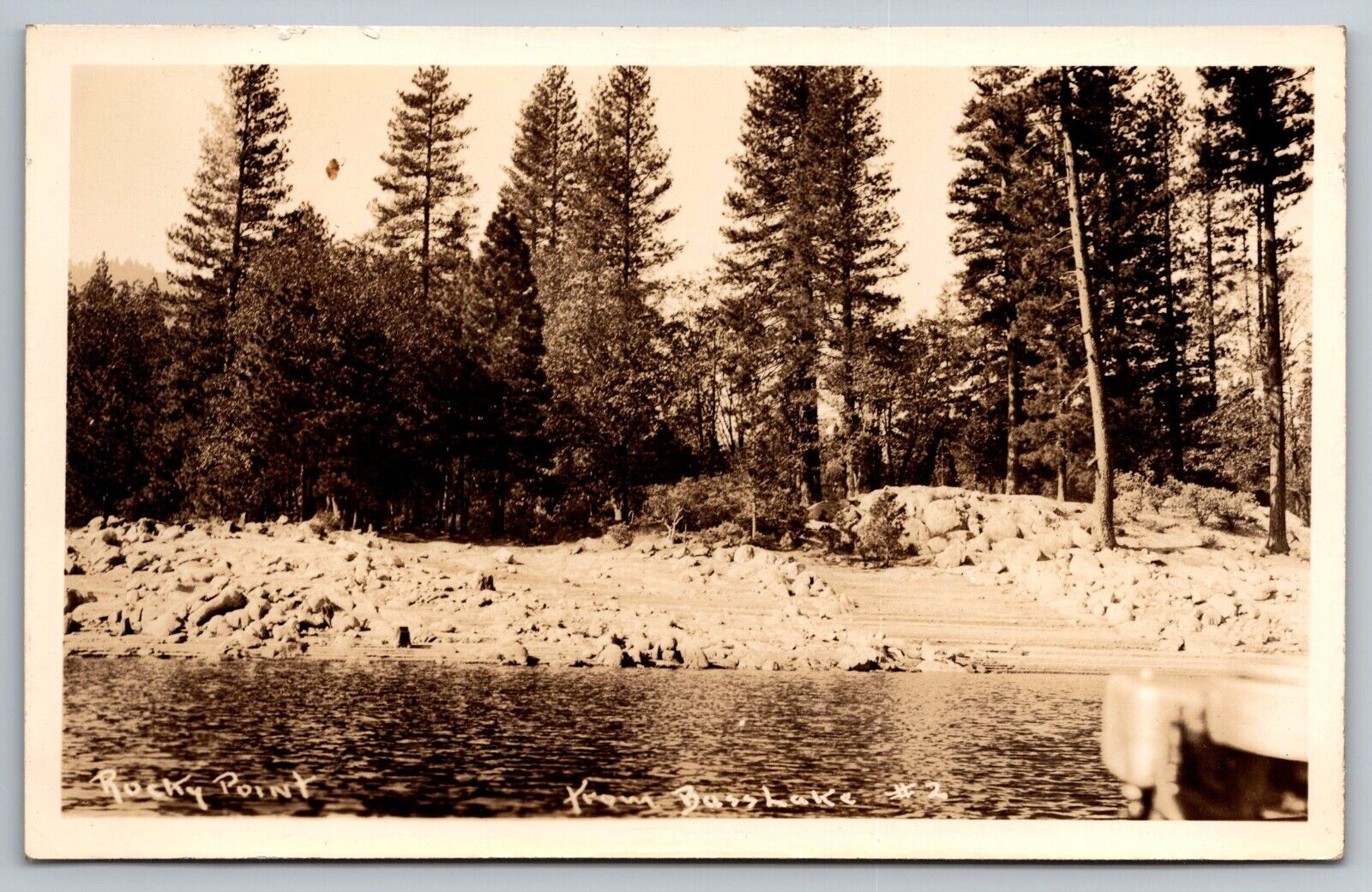 Bass Lake. Rocky Point. Madera County California Real Photo Postcard RPPC
