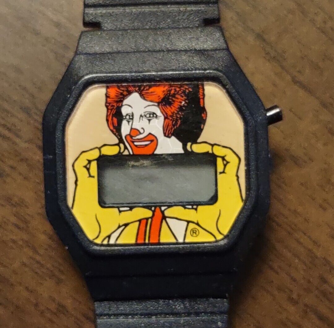  RARE VINTAGE WATCH, MCDONALD\'S RONALD 1984, NON WORKING,AS IS