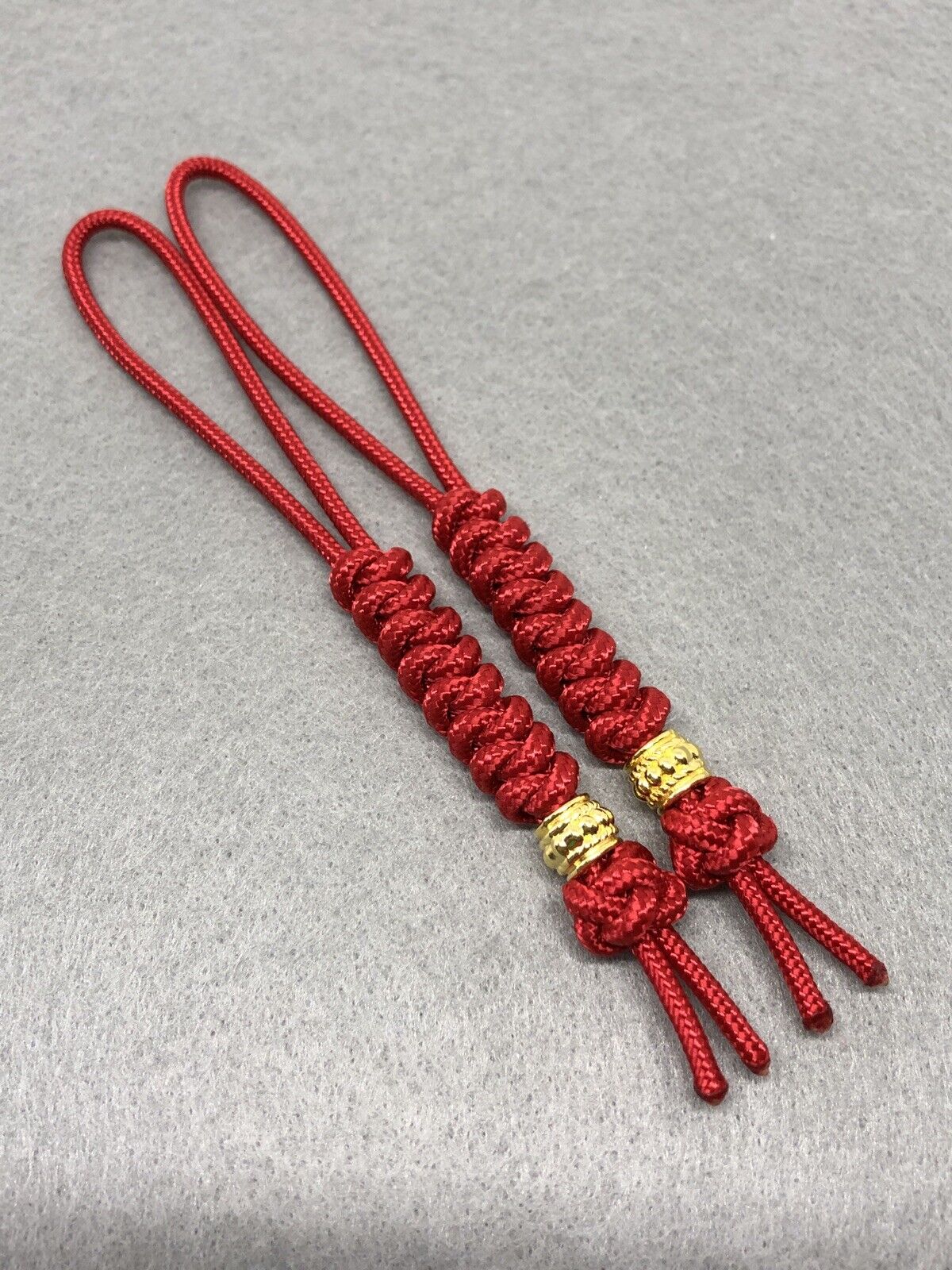 275 Paracord  Knife Lanyard 2pk Red Cord Snake Knot With Metal Bead