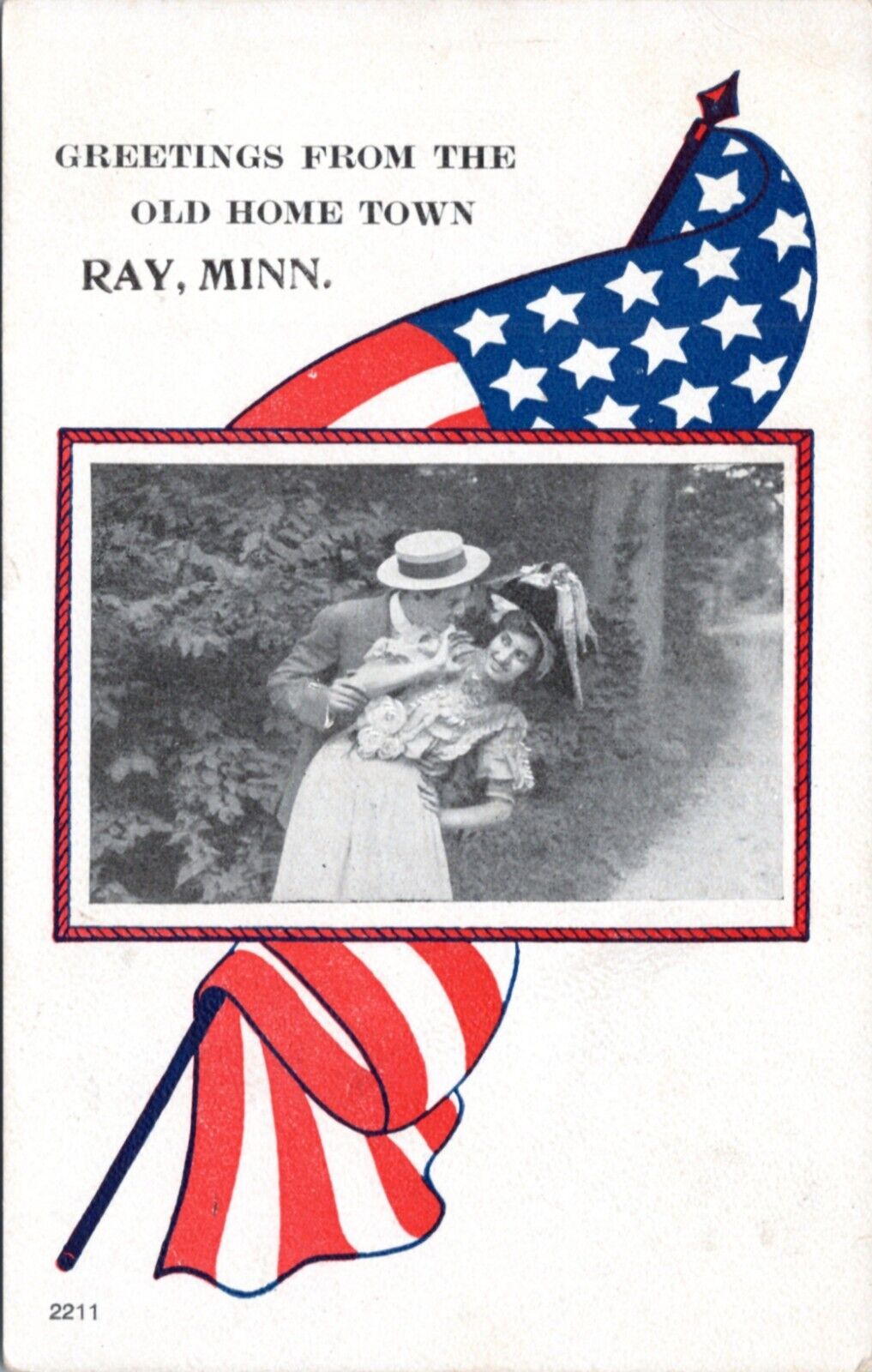 Postcard MN Ray Patriotic Romance - Greetings from the old hometown