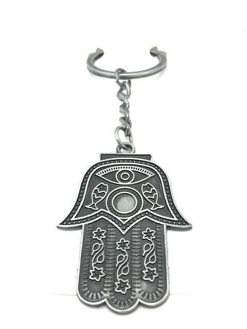 Hamsa Keychain Evil Eye Religious Charm Amulet Kabbalah silver Chain Gift New