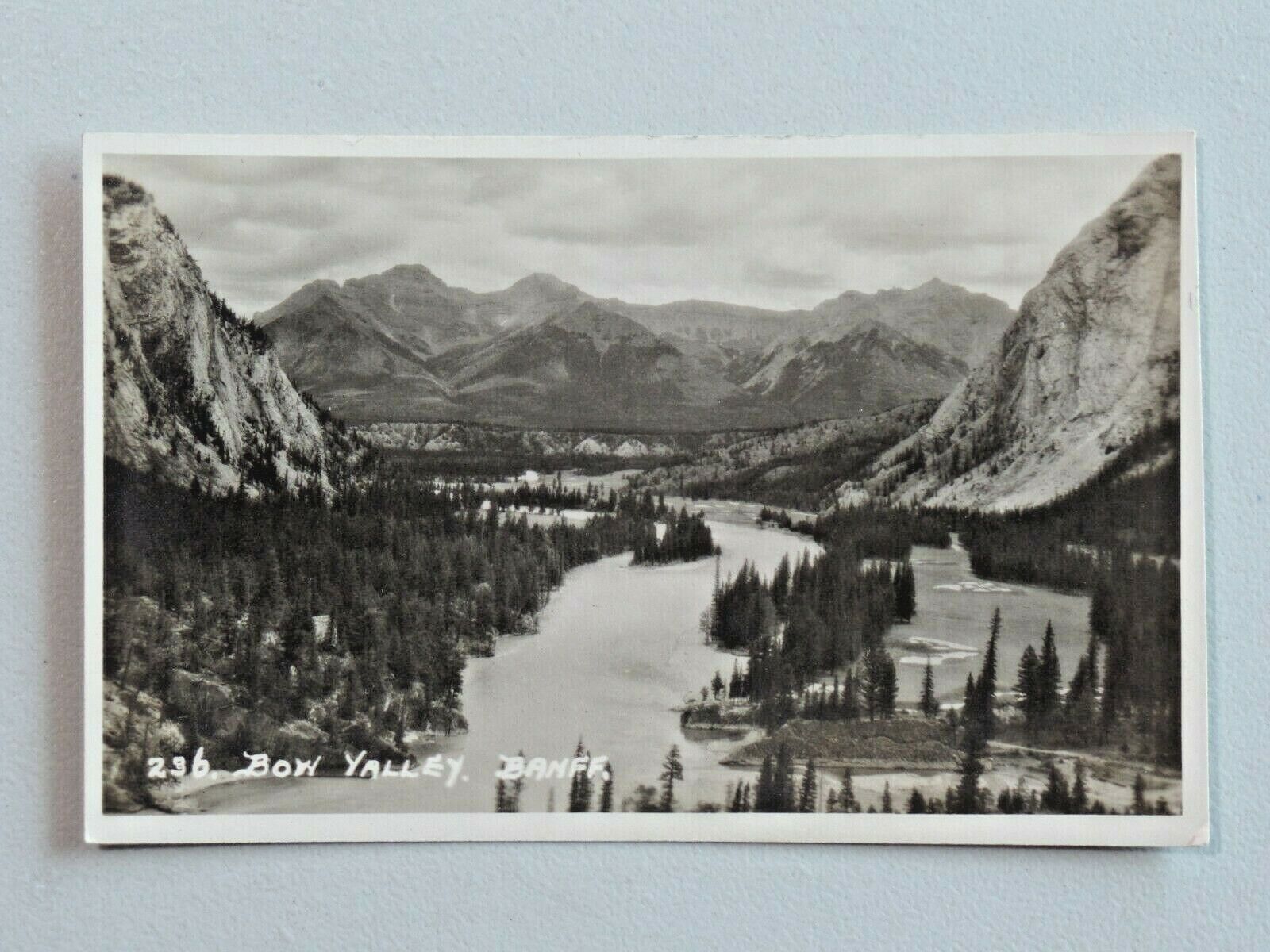Vintage Bow Valley, Banff Canada Postcard White Border Byron Harmon 8923