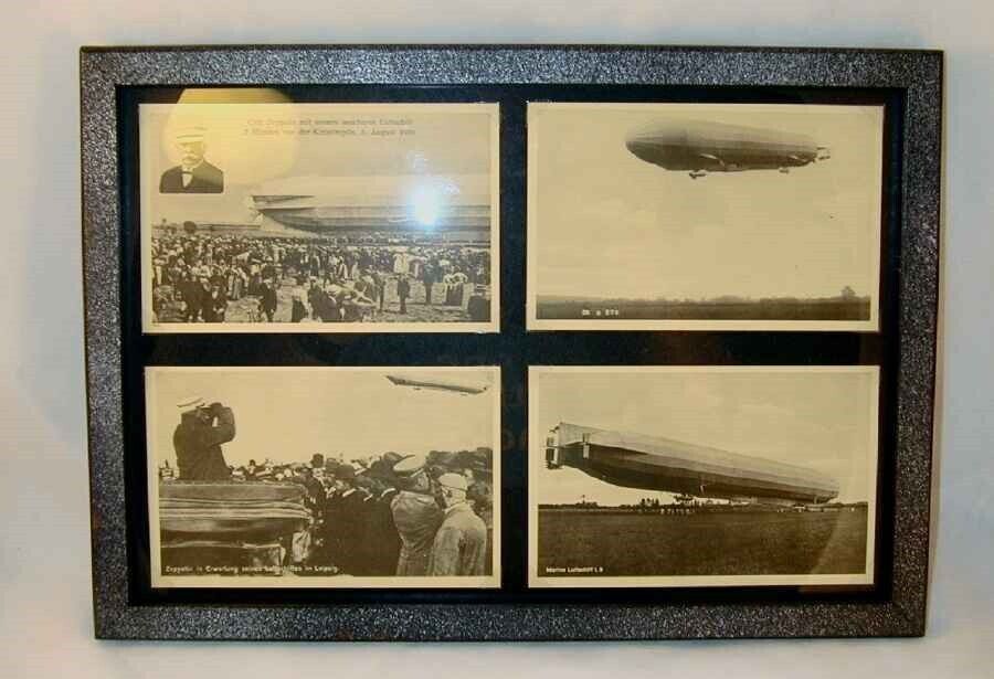 4 Framed Reproduction of Early 1900s Real Photo Postcards Zeppelin Airships #2