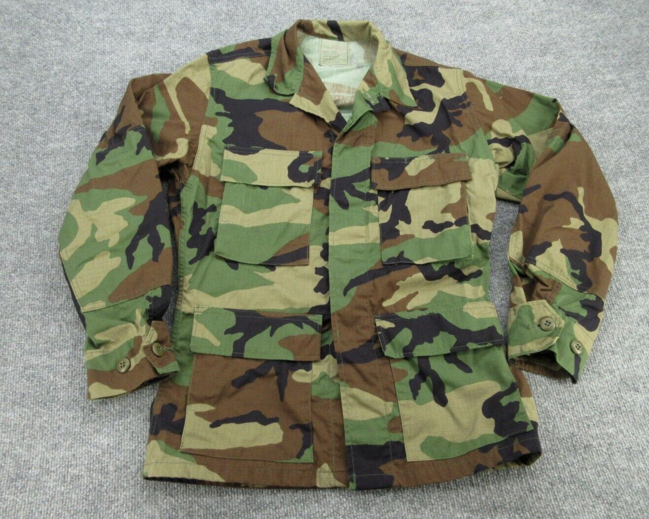 Military Coat Adult XS Short Woodland Camo Hot Weather Combat Long Sleeve