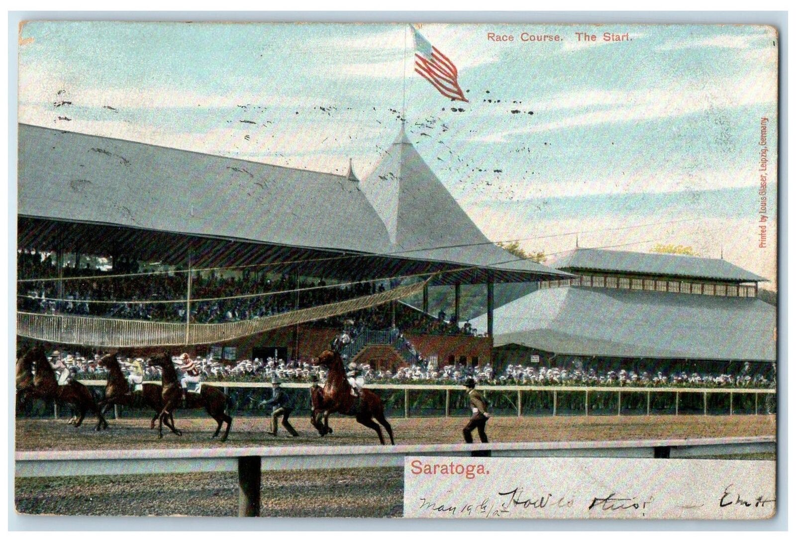 1914 Race Course Scene The Start Saratoga Springs New York NY Posted Postcard