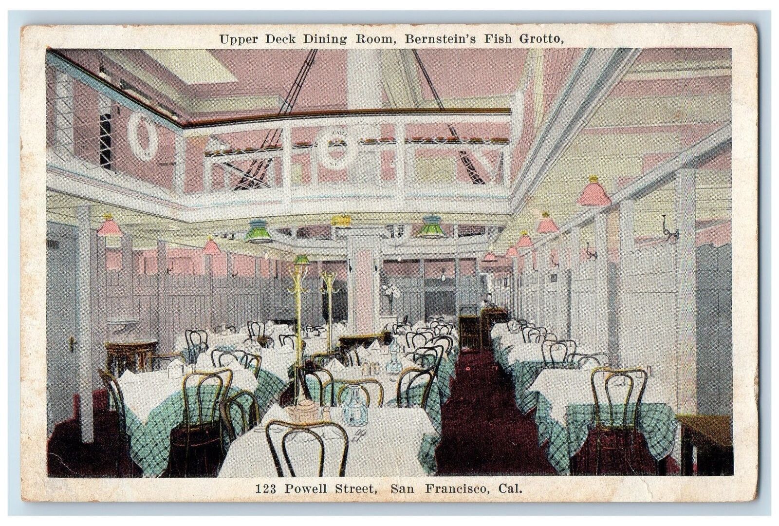 c1920\'s Bernstein\'s Fish Grotto Dining Powell Street San Francisco CA Postcard