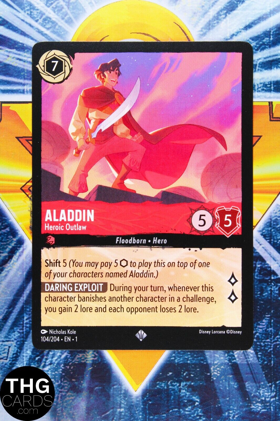 Aladdin, Heroic Outlaw 104/204 Super Rare Lorcana First Chapter Card