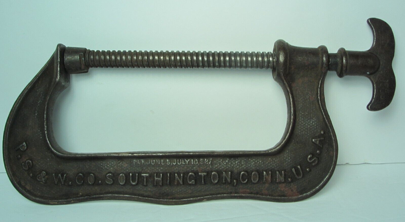 P.S.&W. Co. No. 6 Steel Screw C Clamp Pat. July 1888 - ANTIQUE - Southington CT