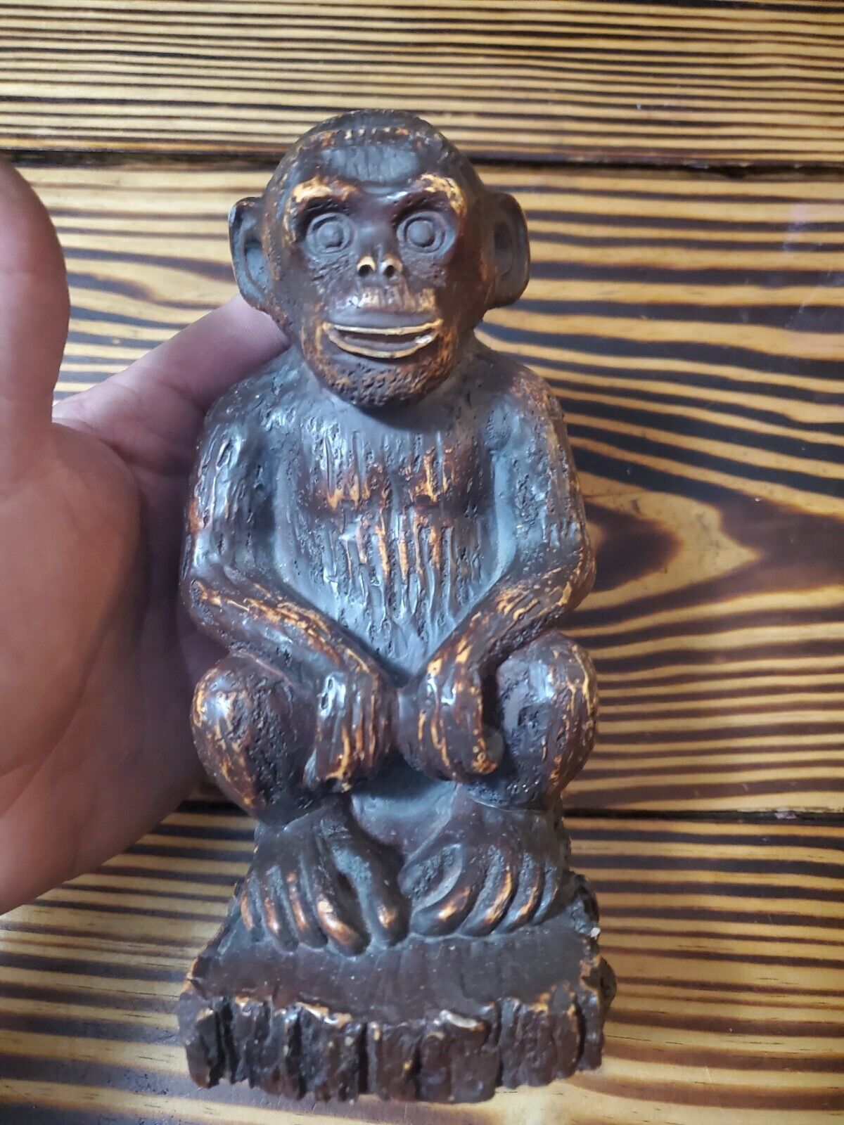 Resin Sitting Monkey Figurine 7” Tall Safari Jungle